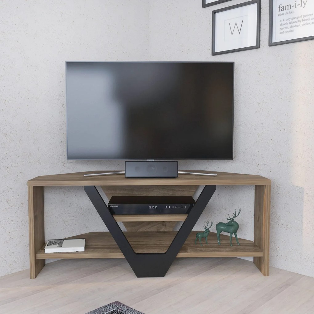 Móvel para TV Karin – Nogueira e Preto – 90x35x36,8 cm
