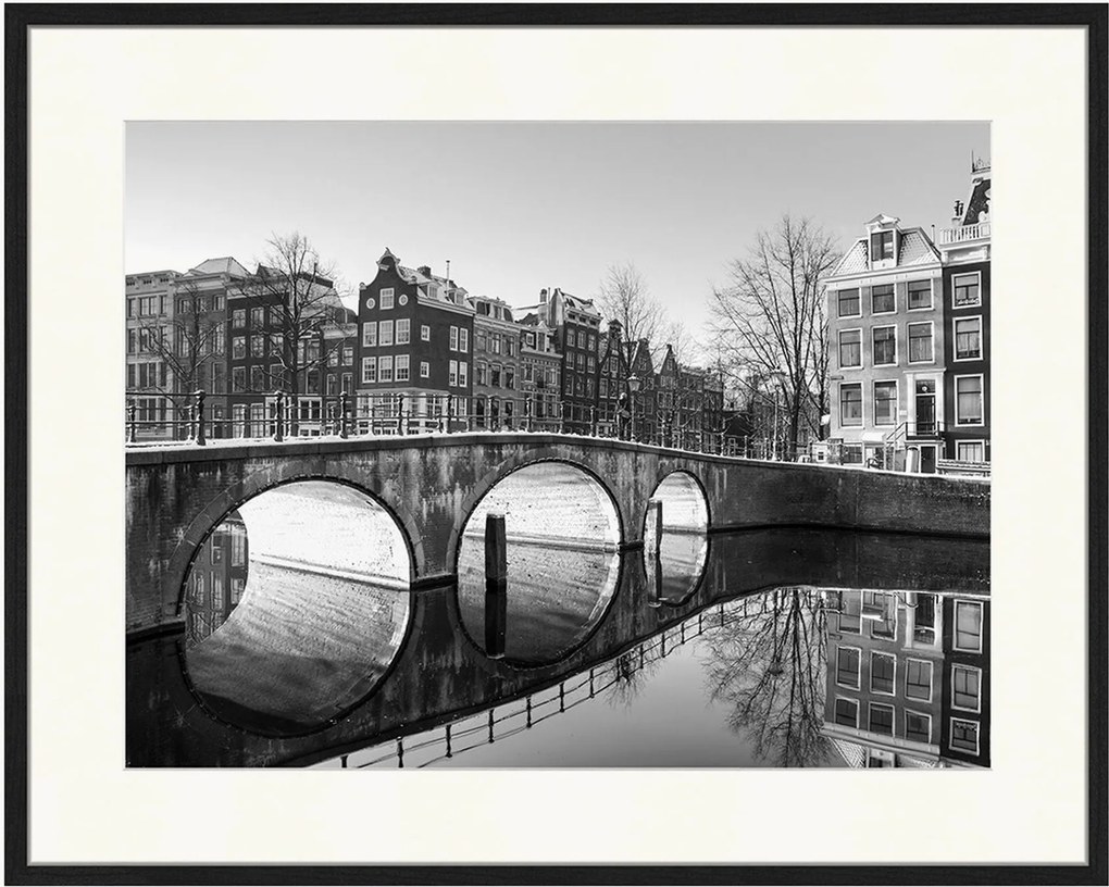 Impressão digital emoldurada Amsterdam Sunrise Reflections