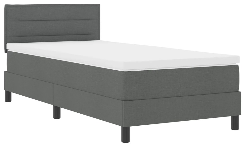 Cama Box Spring com Colchão Cinza Escuro 80x200 cm Tecido