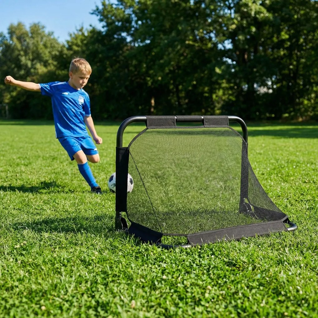 Baliza de futebol 91x62x62cm para crianças com mais de 6 anos Pop-Up dobrável com rede e estacas em U Preta