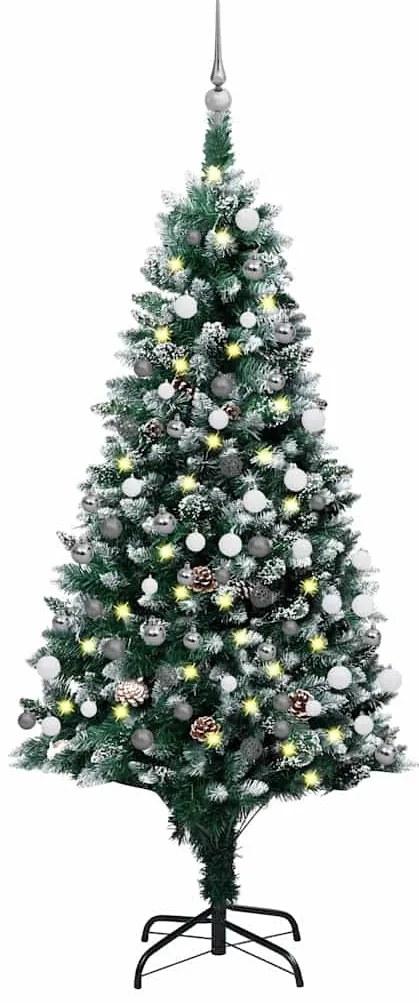 vidaXL Árvore Natal artificial com LEDs e bolas e pinhas 180 cm