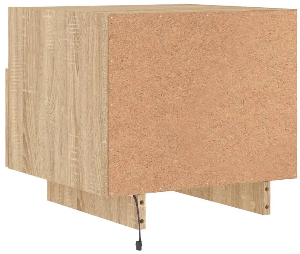Mesa de cabeceira com luzes LED 40x39x37 cm carvalho sonoma