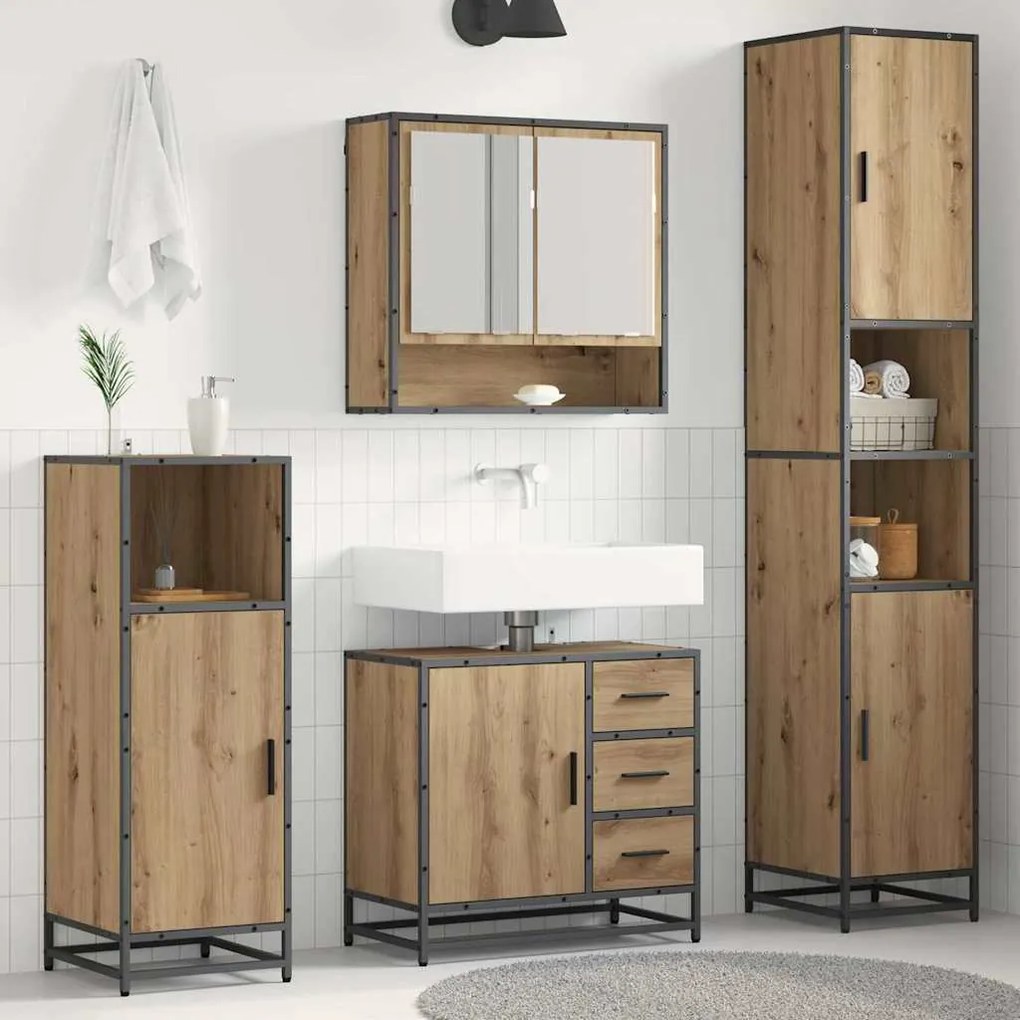 vidaXL Conjunto de Móveis para Banheiro 4 pcs Carvalho Artesanal