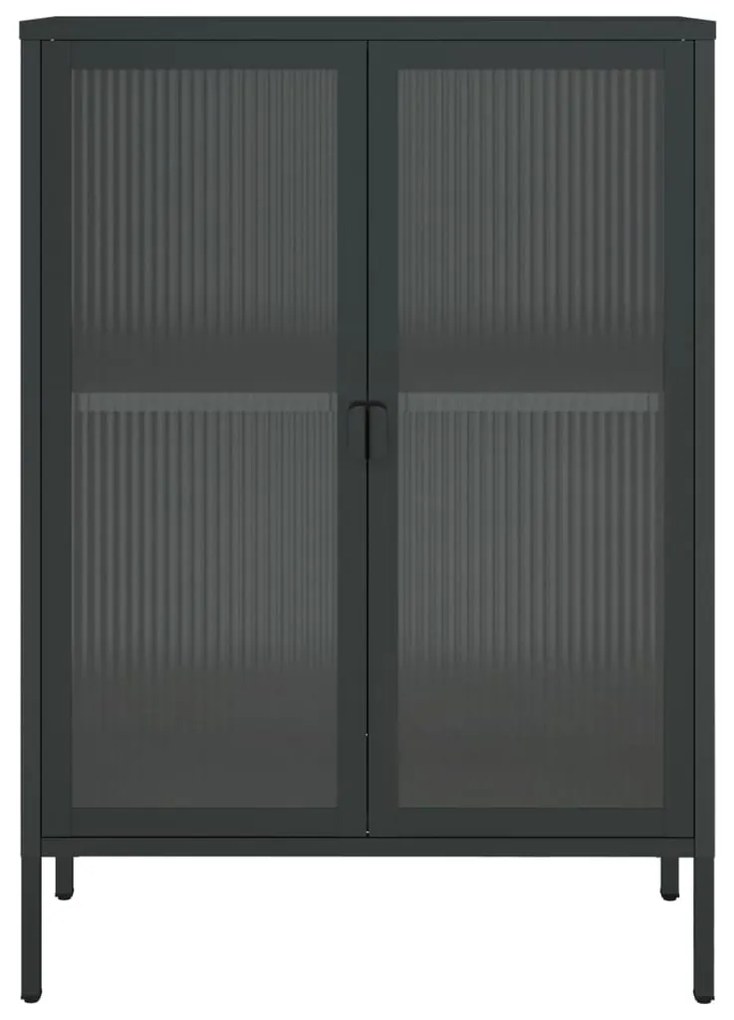 Aparador 75x35x105 cm vidro e aço preto