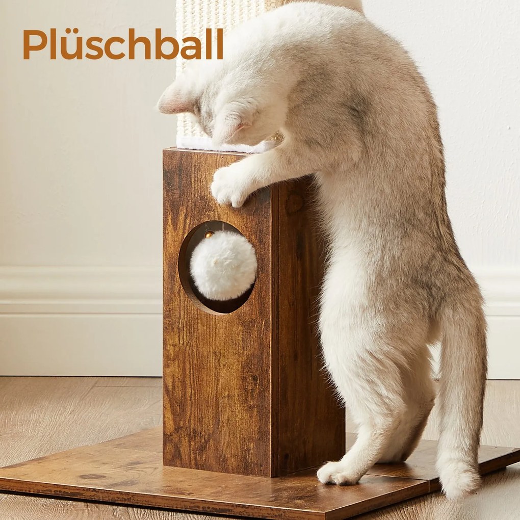Arranhador para gatos 38 x 38 x 73 cm com brinquedos castanho vintage