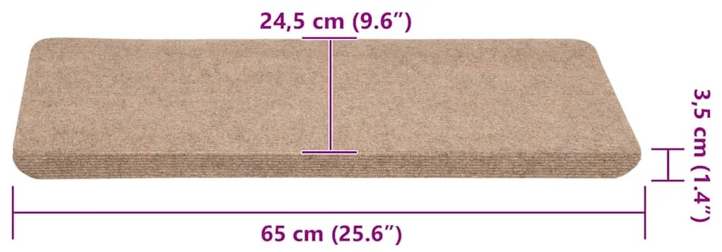 Tapetes de escada adesivos 30 pcs 65x24,5x3,5 cm bege