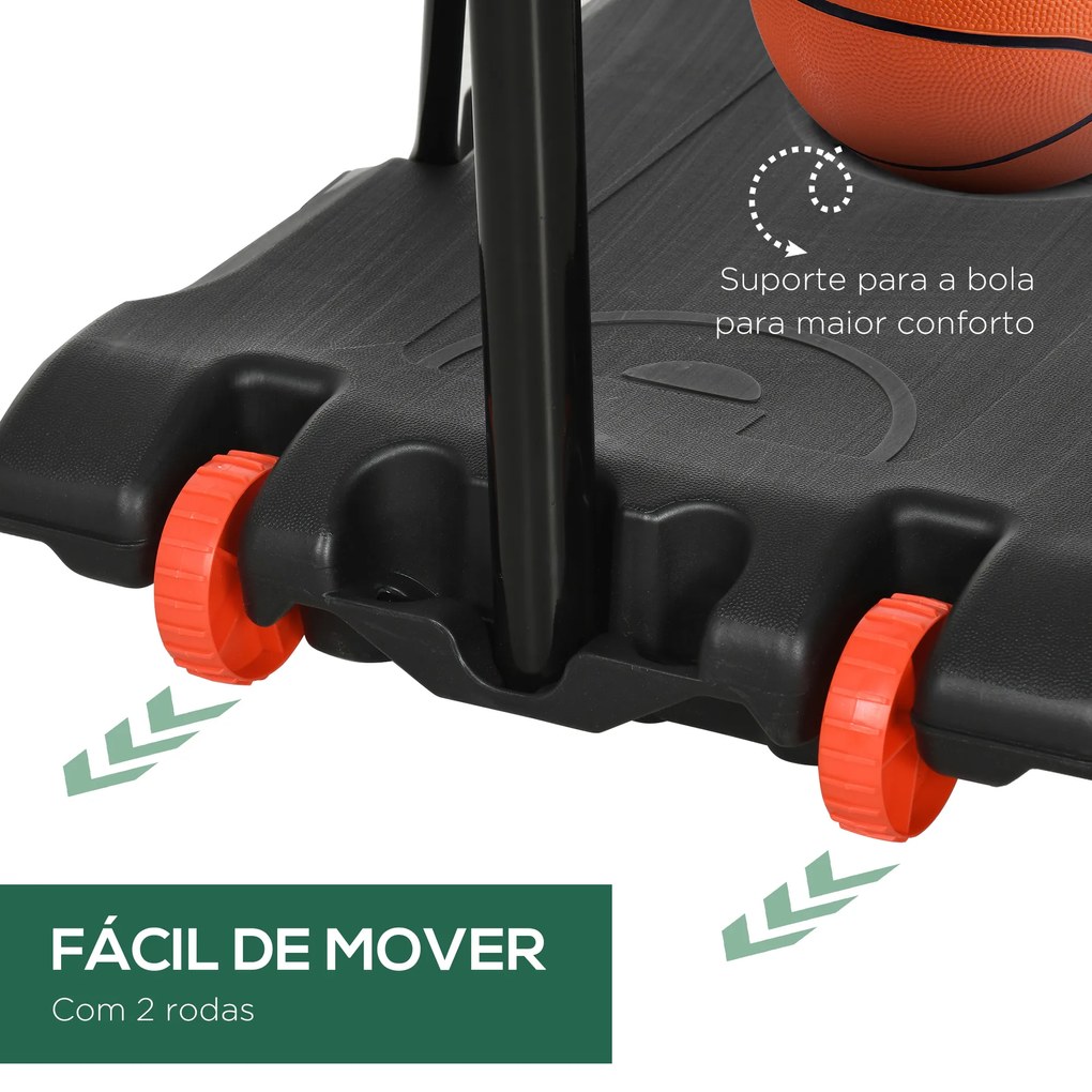Cesta de Basquetebol com Altura Ajustável 178-208 cm Rodas Base Recarregável para Exterior 75x56x210-240 cm Amarelo e Preto