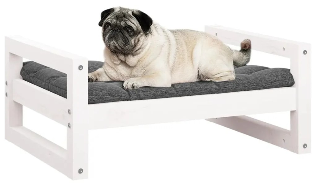 Cama para cães 65,5x50,5x28 cm madeira de pinho maciça branco