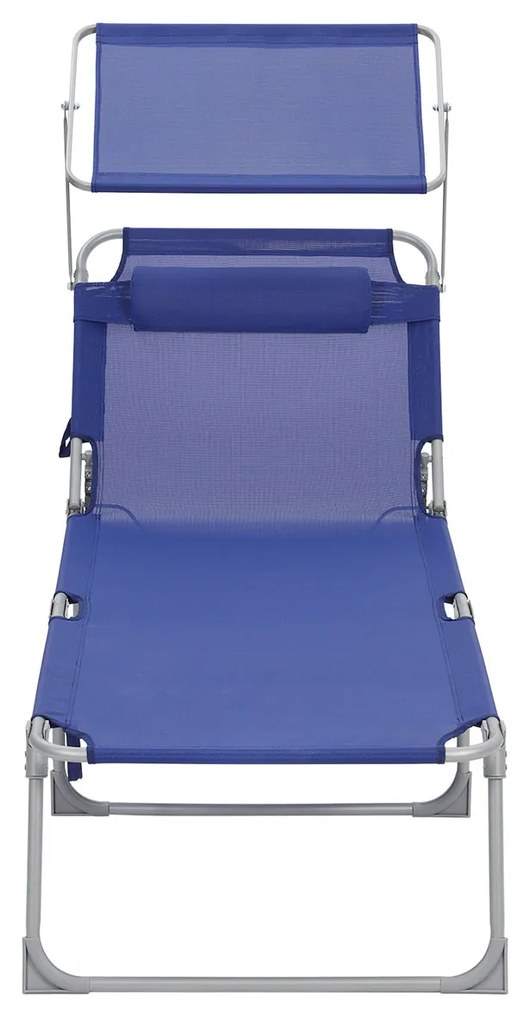 Espreguiçadeira de jardim 71 x 200 x 38 cm com cobertura para sol Azul escuro
