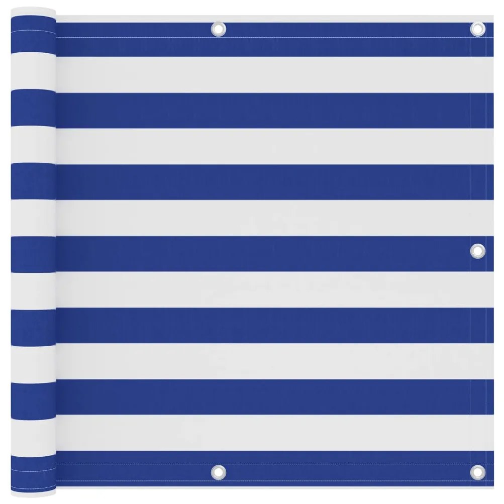 vidaXL Tela de varanda 90x500 cm tecido Oxford branco e azul