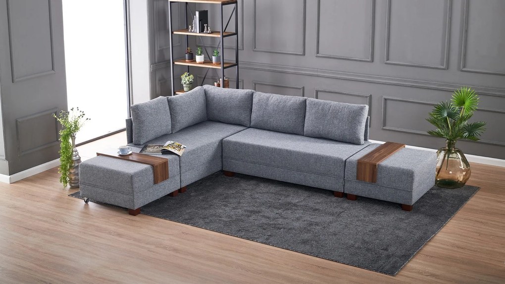 Sofá-Cama de Canto Fly – Cinzento – 210x70x280 cm