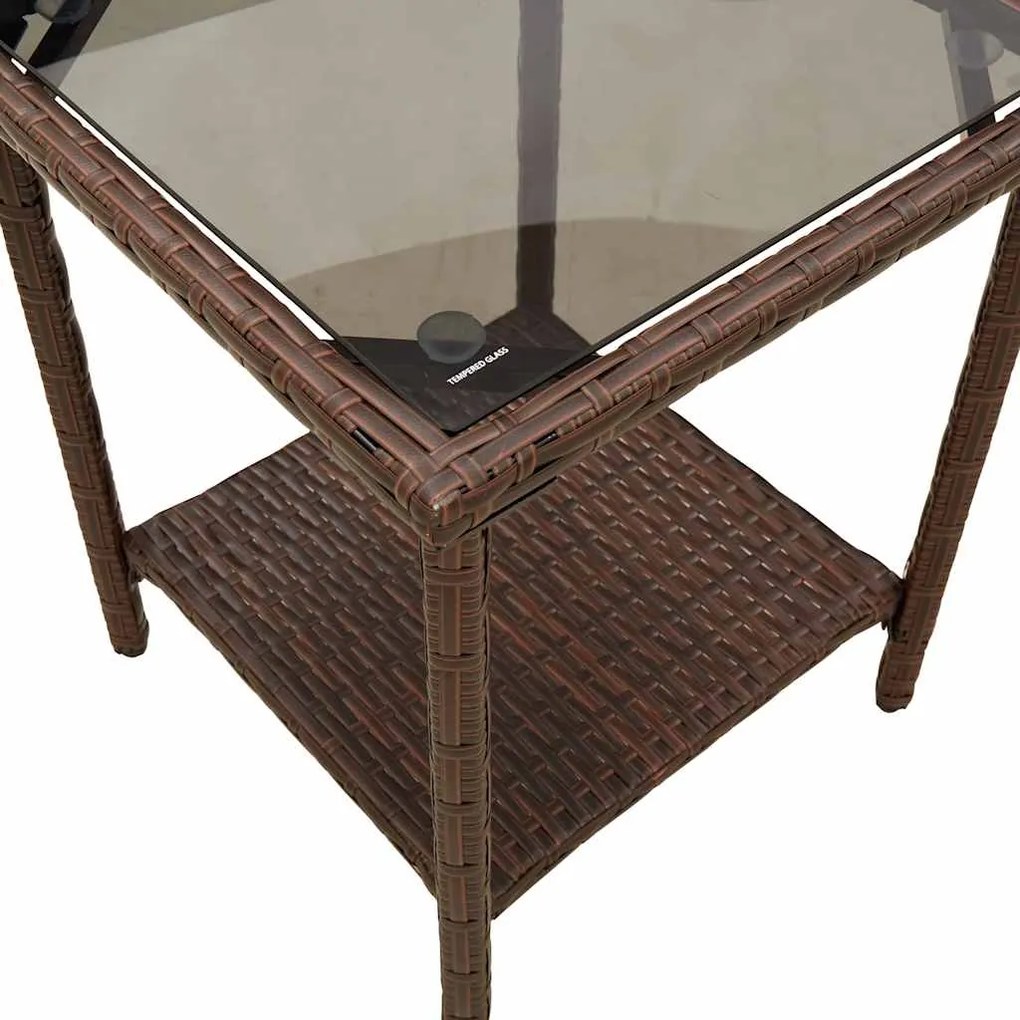 Sofá de jardim forma de L c/ mesa e almofadões vime PE castanho
