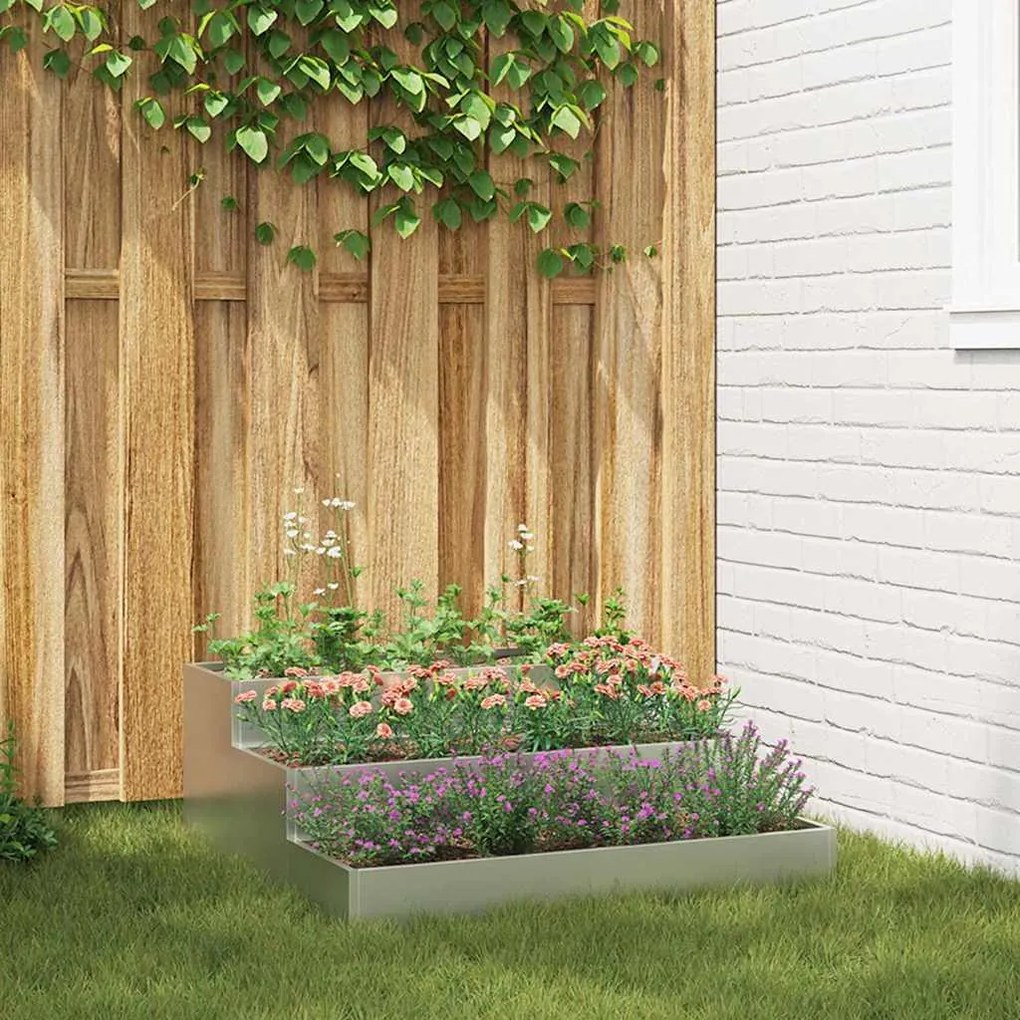 vidaXL Vaso de Jardim Prateado 90 x 90 x 35 cm Aço galvanizado