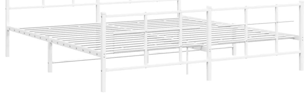 Estrutura de cama com cabeceira e pés 200x200 cm metal branco