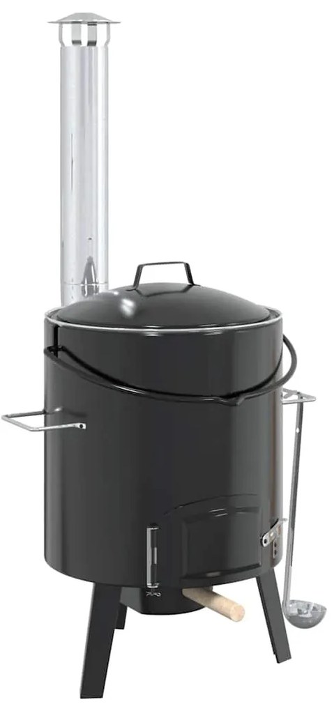 Forno de goulash com chaminé e tampa aço esmaltado preto