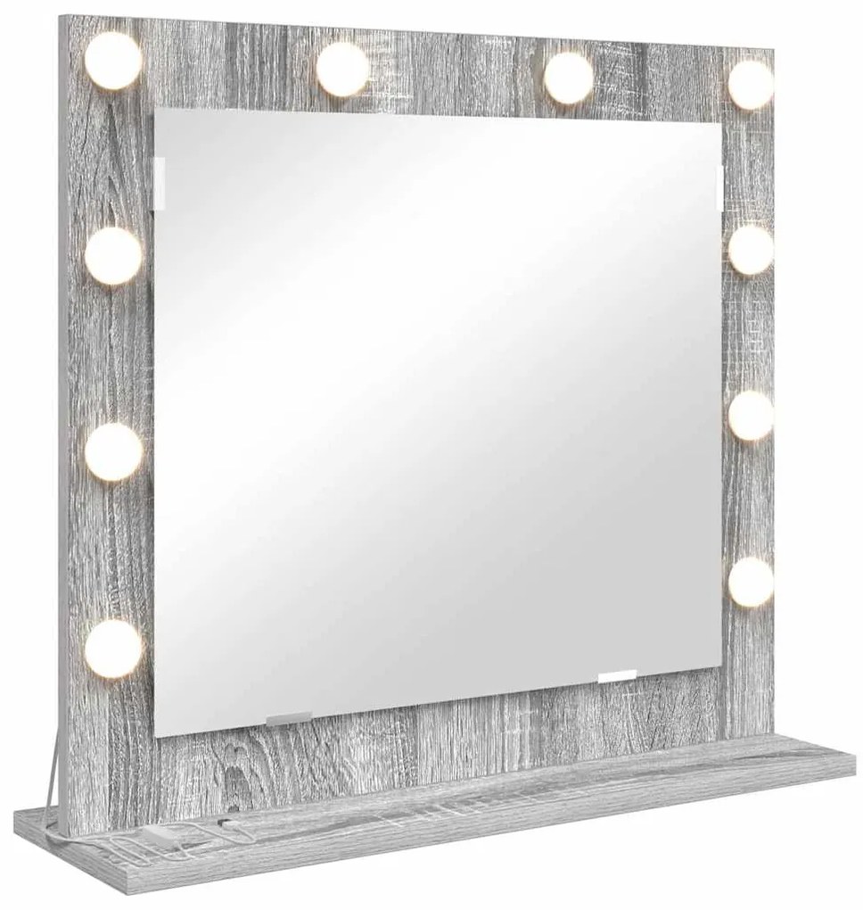 Espelho de vanidade com luzes LED Cinza Sonoma 60x55x18 cm