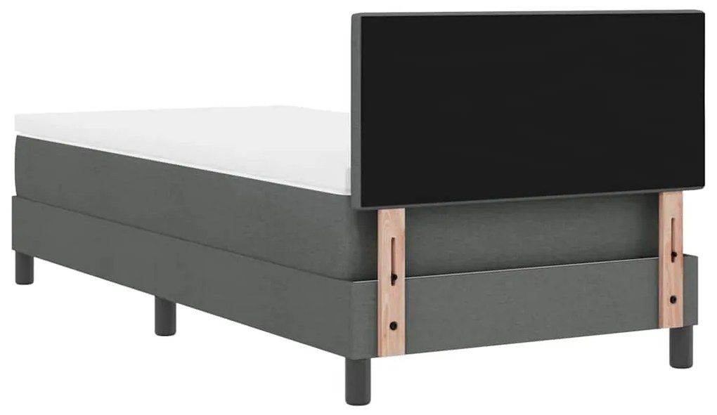 Camas Box Spring com Colchão e LED Cinza Escuro 100x200 cm em Tecido