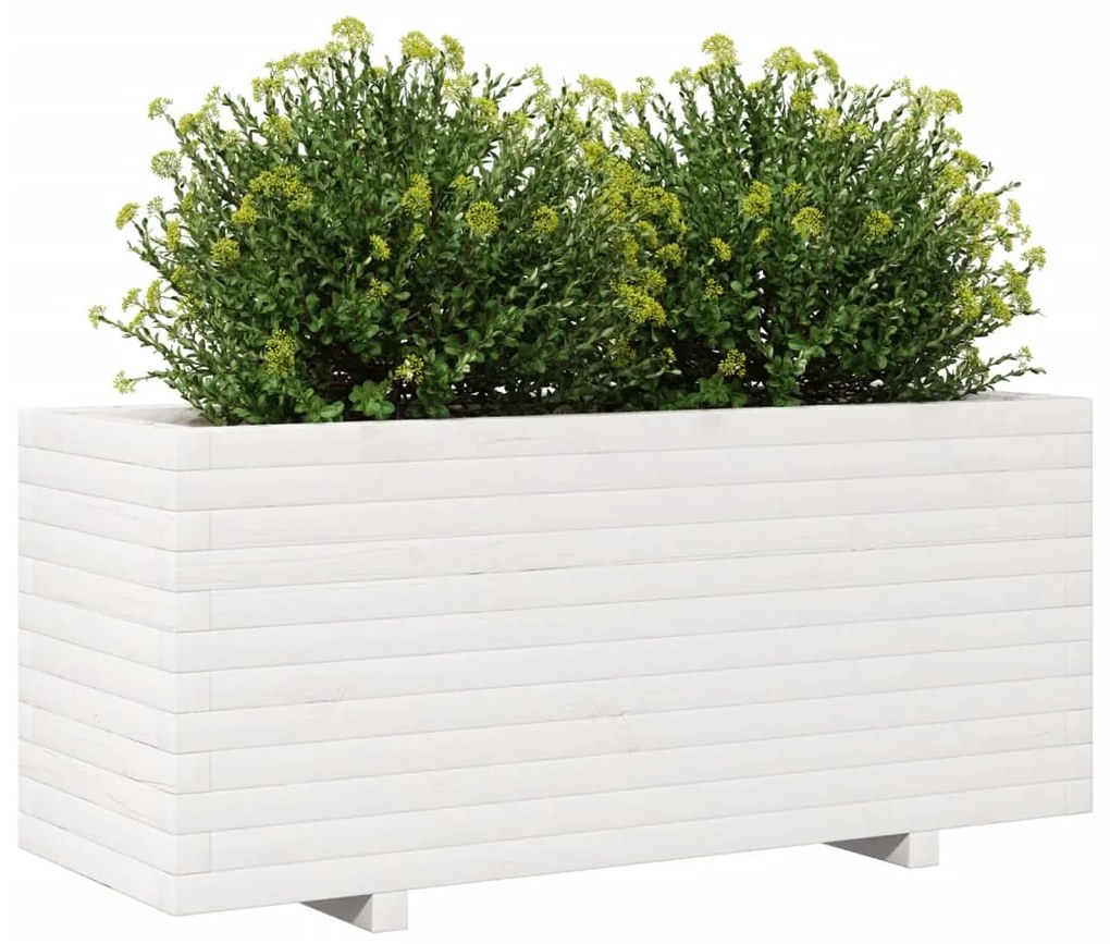 Vaso/floreira de jardim 110x40x49,5 cm pinho maciço branco