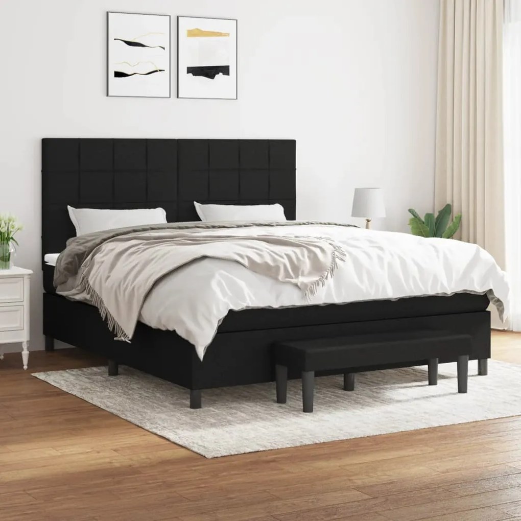 Cama com molas/colchão 180x200 cm tecido preto