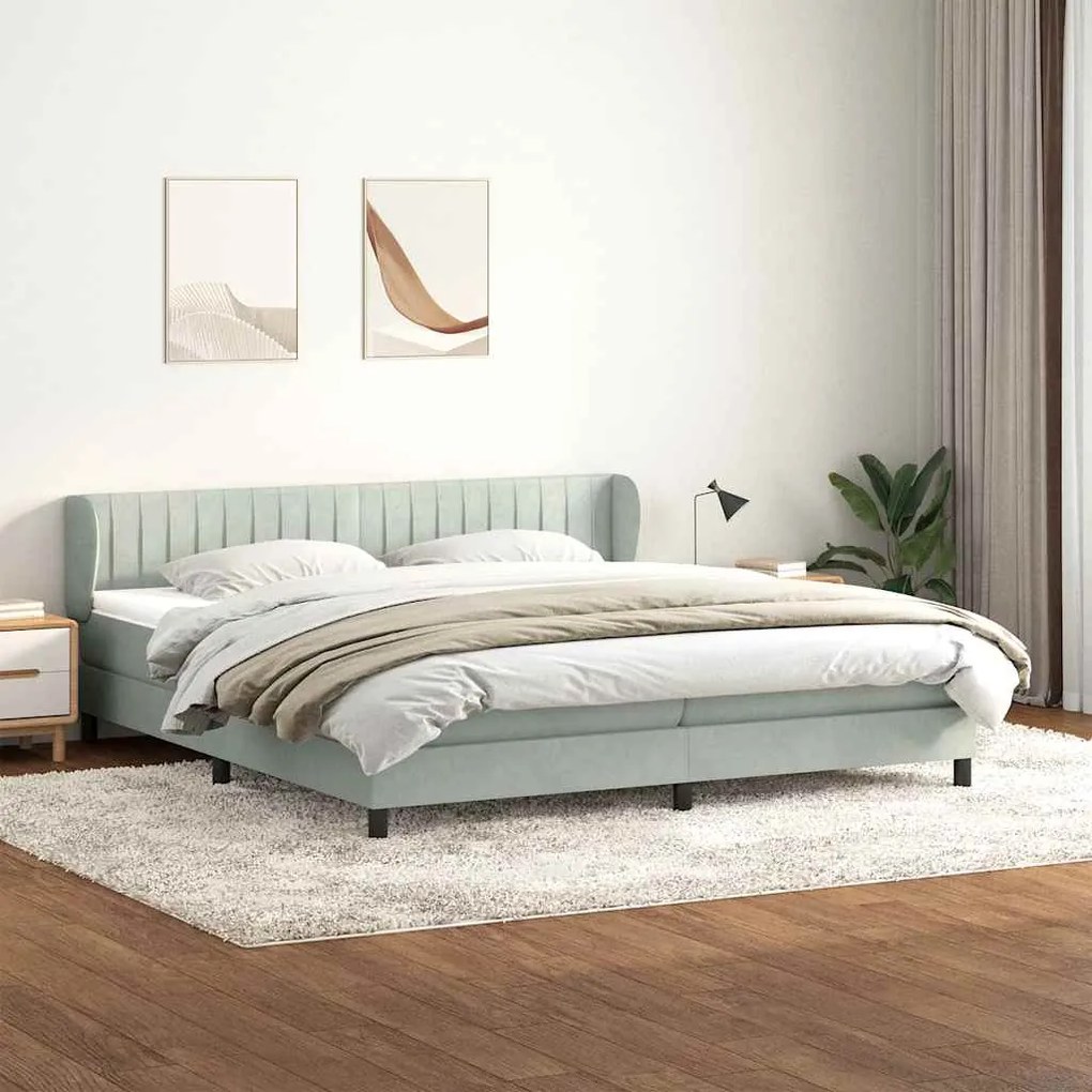 vidaXL Cama com molas/colchões 180x220 cm veludo cinzento-claro