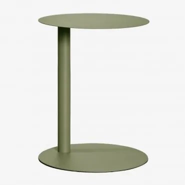 Mesa Auxiliar Redonda Ø40 Cm Em Aço Yannik Verde Azeitona Intenso - Sklum