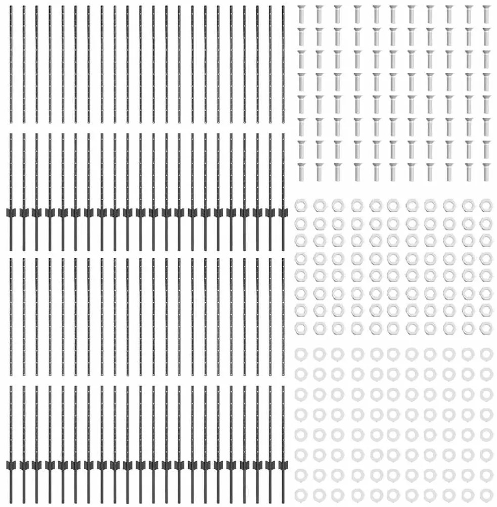 Postes de Cerca 44 pcs Cinzeto 100 x 1.4 m encaixa bem