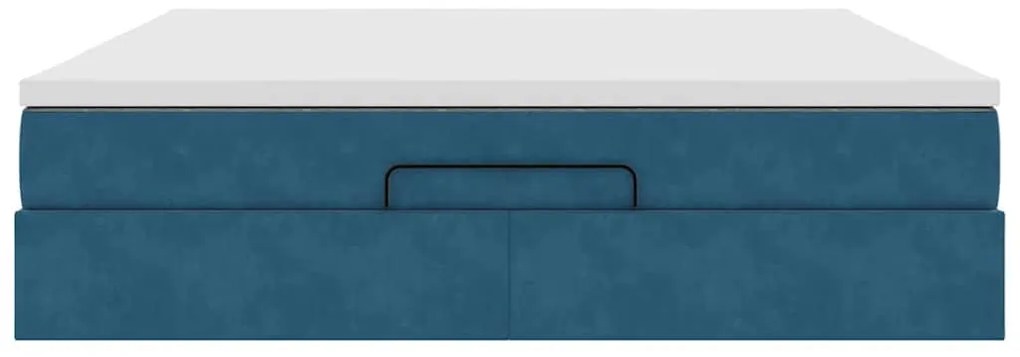 Estrutura de cama otomana com colchão 180x200 cm azul escuro