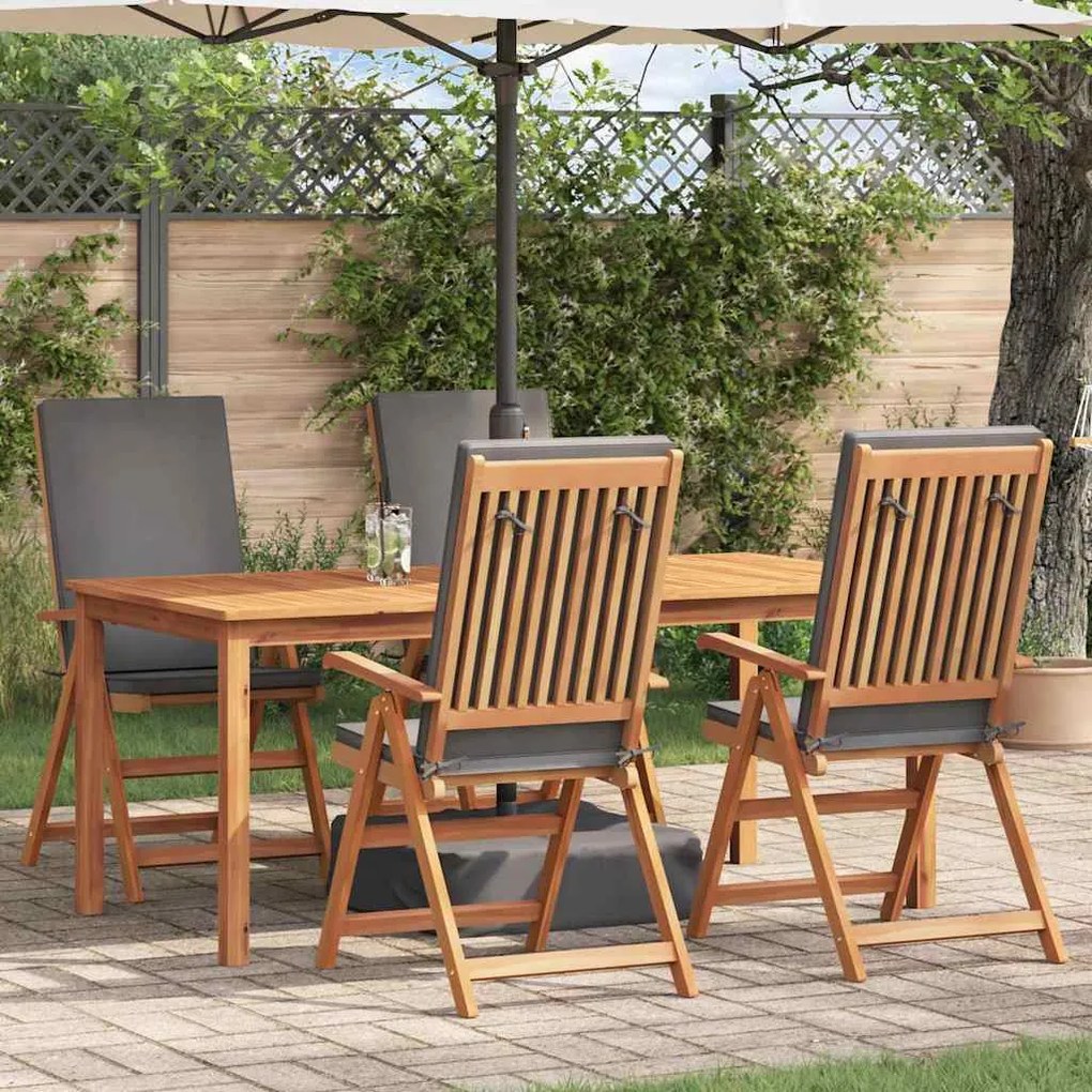 vidaXL Cadeira de Jardim com almofada 4 pcs Castanho 57 x 71.5 x 104cm