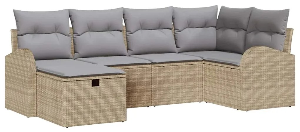 Conjunto de Sofá de Jardim com 6 Peças e Almofadas Bege em Rattan Sint