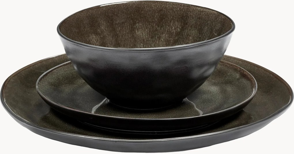 Conjunto de loiça em grés com vidrado reativo Pure, conjunto de 12