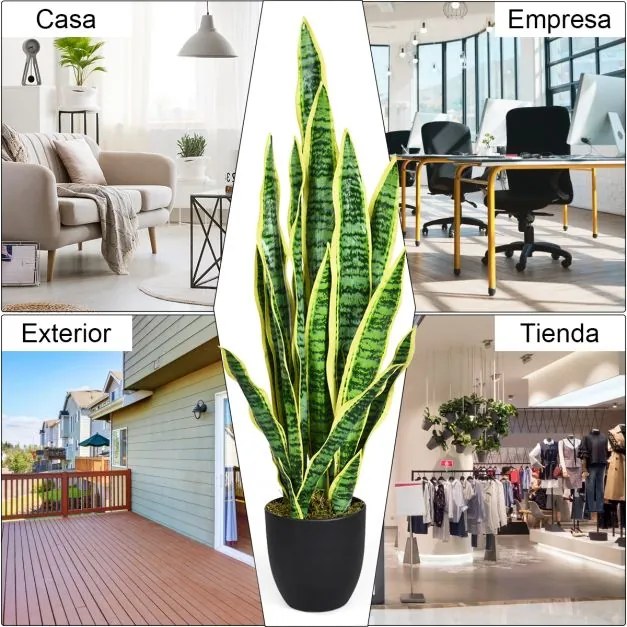 Planta artificial de 90 cm com vaso e folhas para escritório, casa, casamento, decoração de interiores