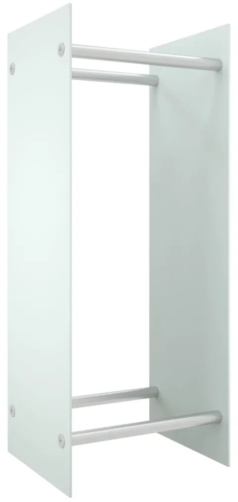 Suporte para lenha 40x35x100 cm vidro temperado branco