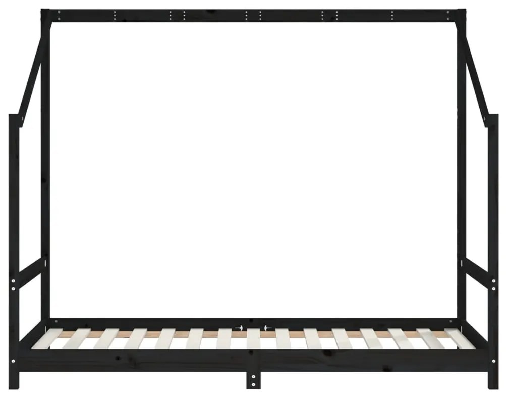 Estrutura de cama infantil 90x190 cm pinho maciço preto