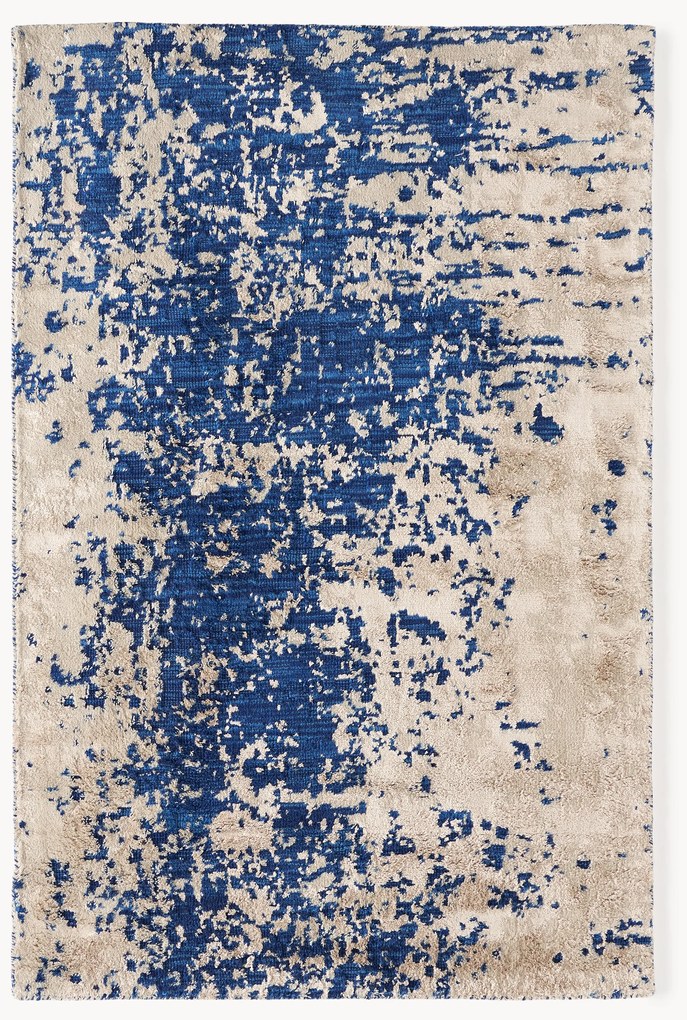 Tapete em lã artesanal Cynthia, azul