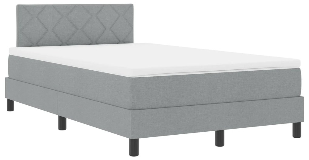 Cama Box Spring com Colchão Cinza Claro 120x200 cm Tecido