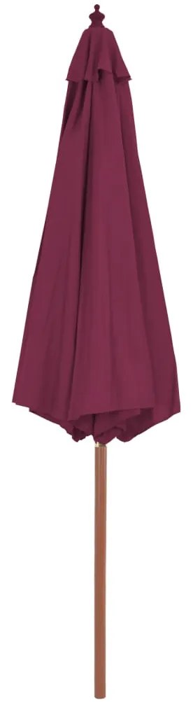 Guarda-sol de exterior mastro de madeira 300 cm vermelho bordô