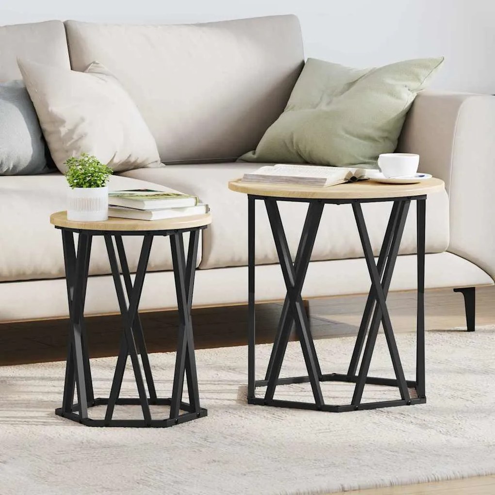 vidaXL Mesa de centro 2 pcs Carvalho sonoma 50 x 50 x 50 cm