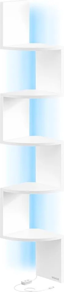 Prateleira de canto com iluminação LED, 20 x 20 x 126 cm Branca
