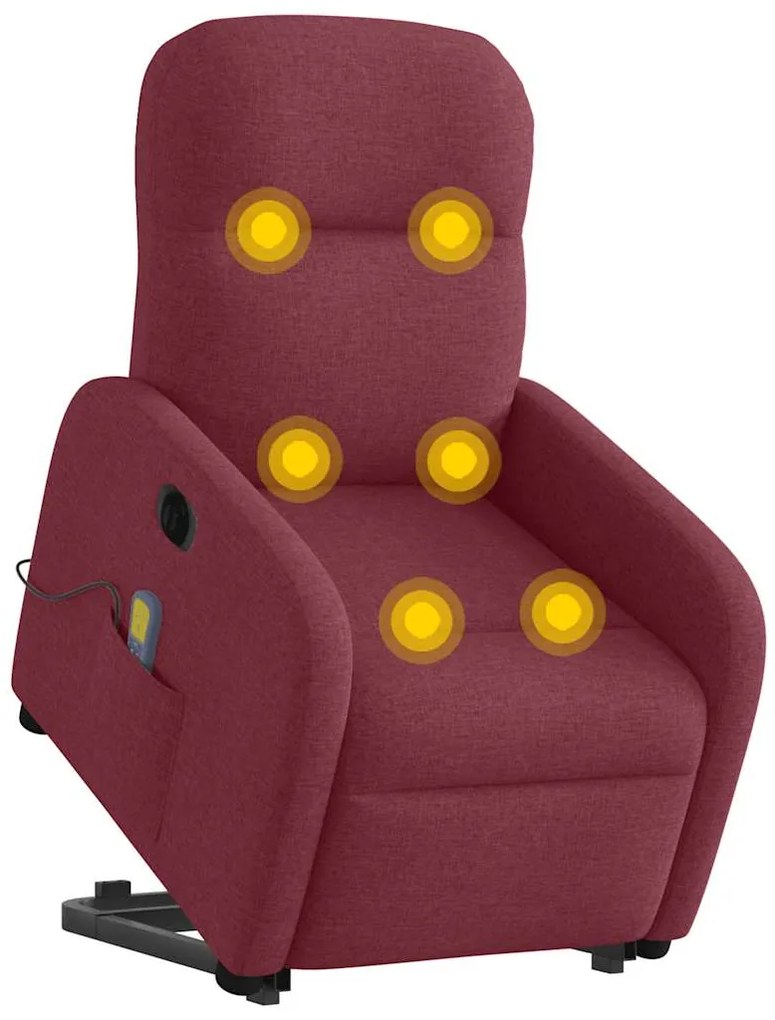 Poltrona elevatória de massagens elétrica tecido vermelho tinto