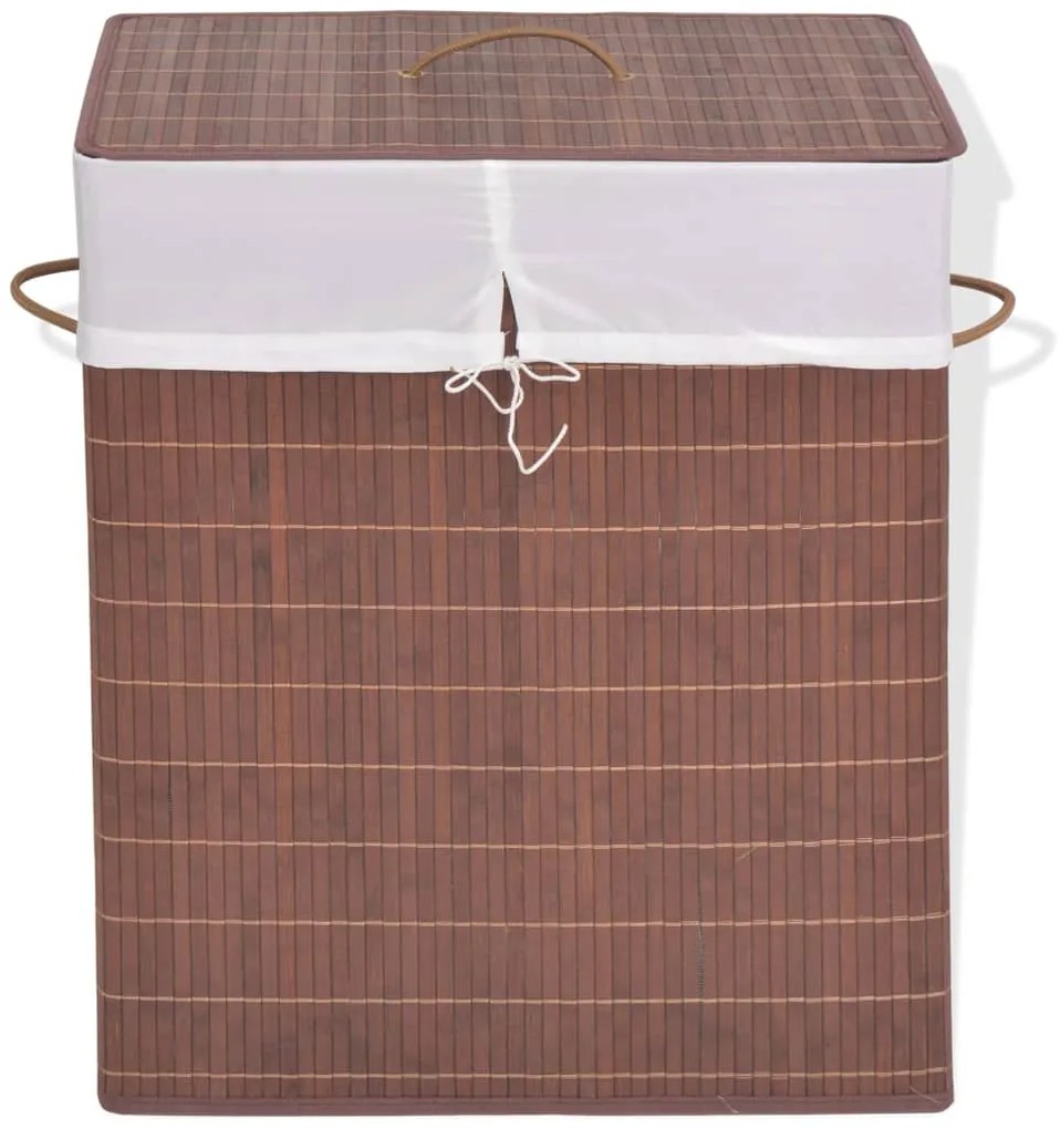 Cesto retangular para roupa suja bambu castanho