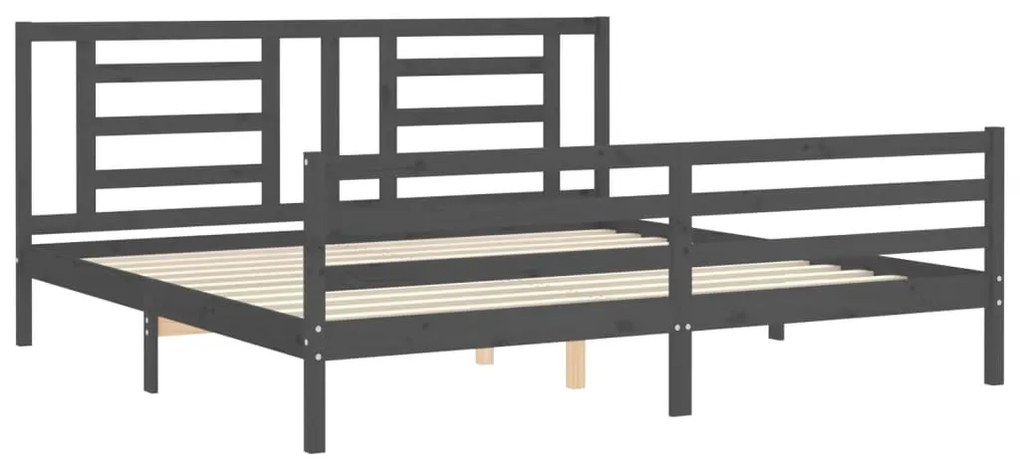 Estrutura de cama com cabeceira 200x200 cm madeira maciça cinza