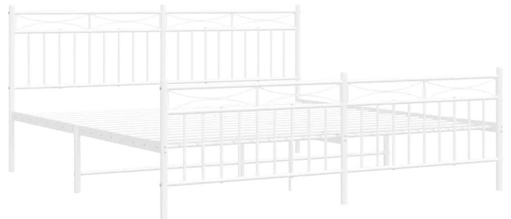 Estrutura de cama com cabeceira e pés 183x213 cm metal branco