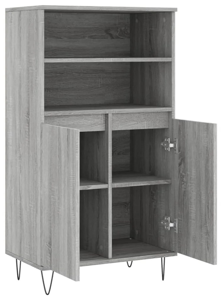 Aparador alto 60x36x110 cm derivados de madeira cinzento sonoma