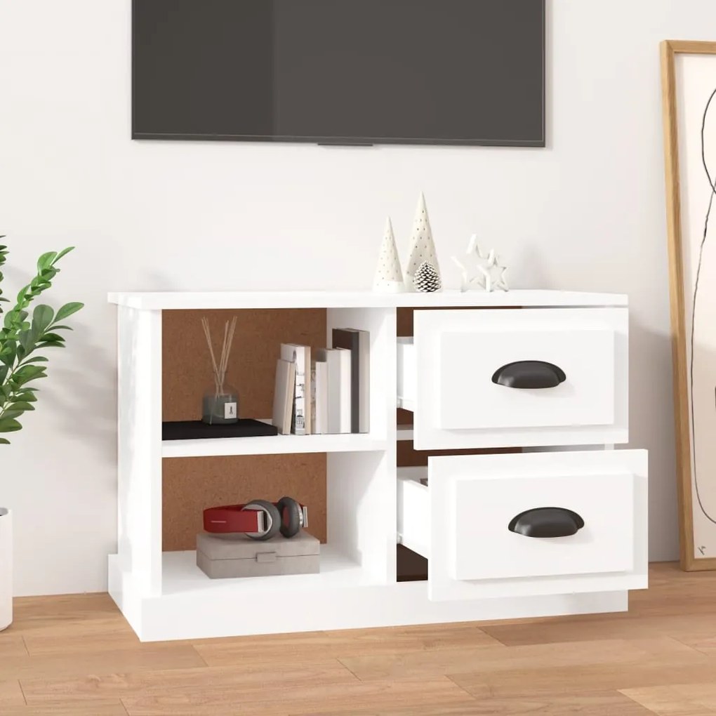 Móvel p/ TV 73x35,5x47,5 cm derivados madeira branco brilhante