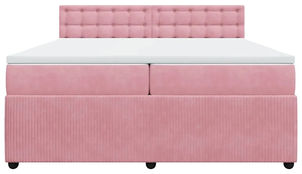 Cama com molas/colchão 200x200 cm veludo rosa