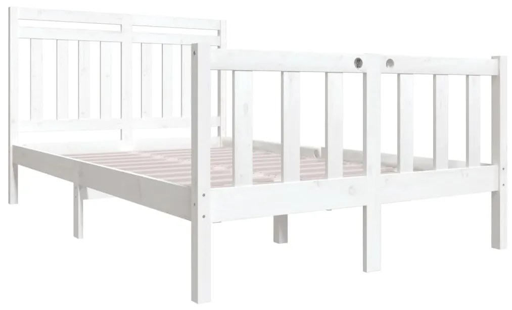 Estrutura de cama 140x200 cm madeira maciça branco