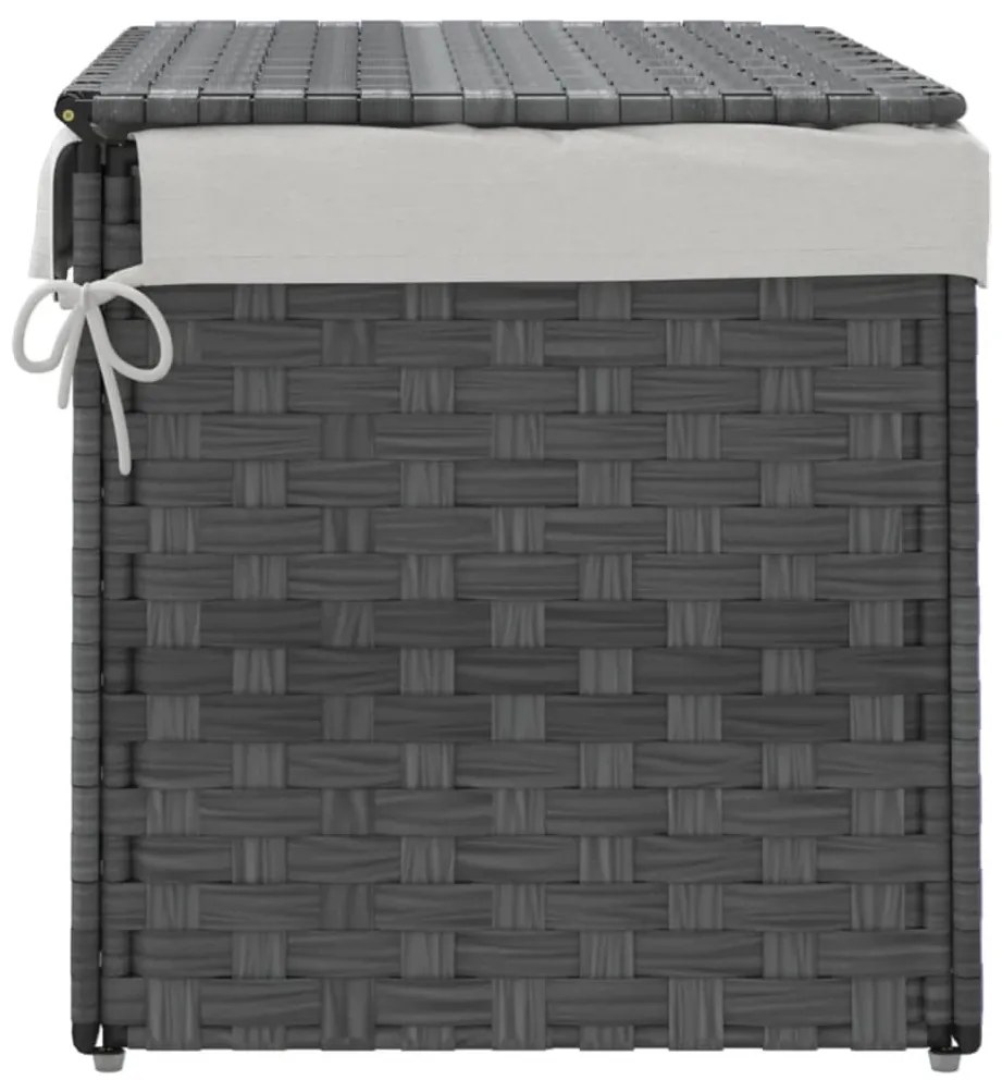 Cesto para roupa suja com tampa 55,5x35x34 cm vime PE cinzento