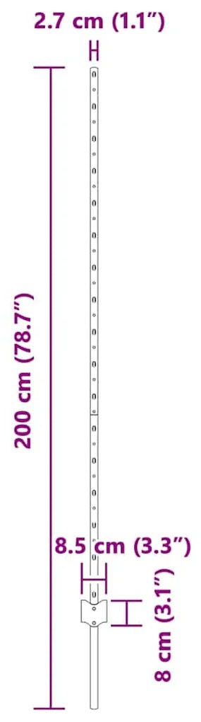 Postes de Cerca - 10 pcs U-Channel 160 cm em Aço Galvanizado.