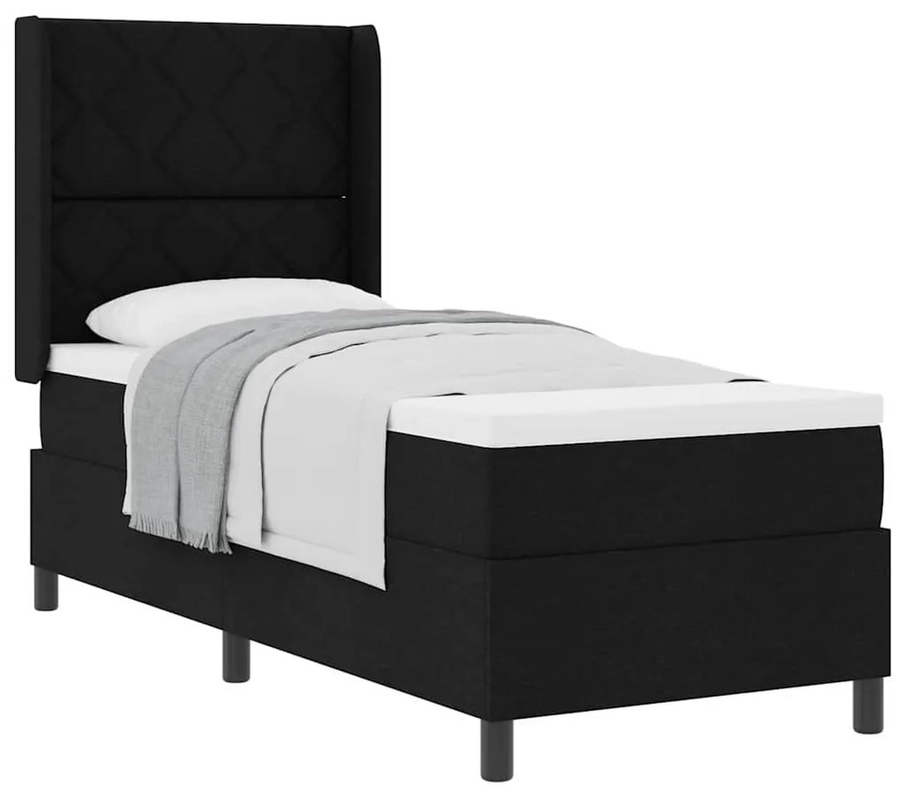 Cama Box com Colchão Preto 90x190 cm Tecido