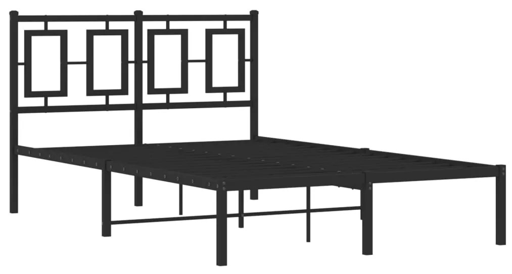 Estrutura de cama com cabeceira 120x190 cm metal preto